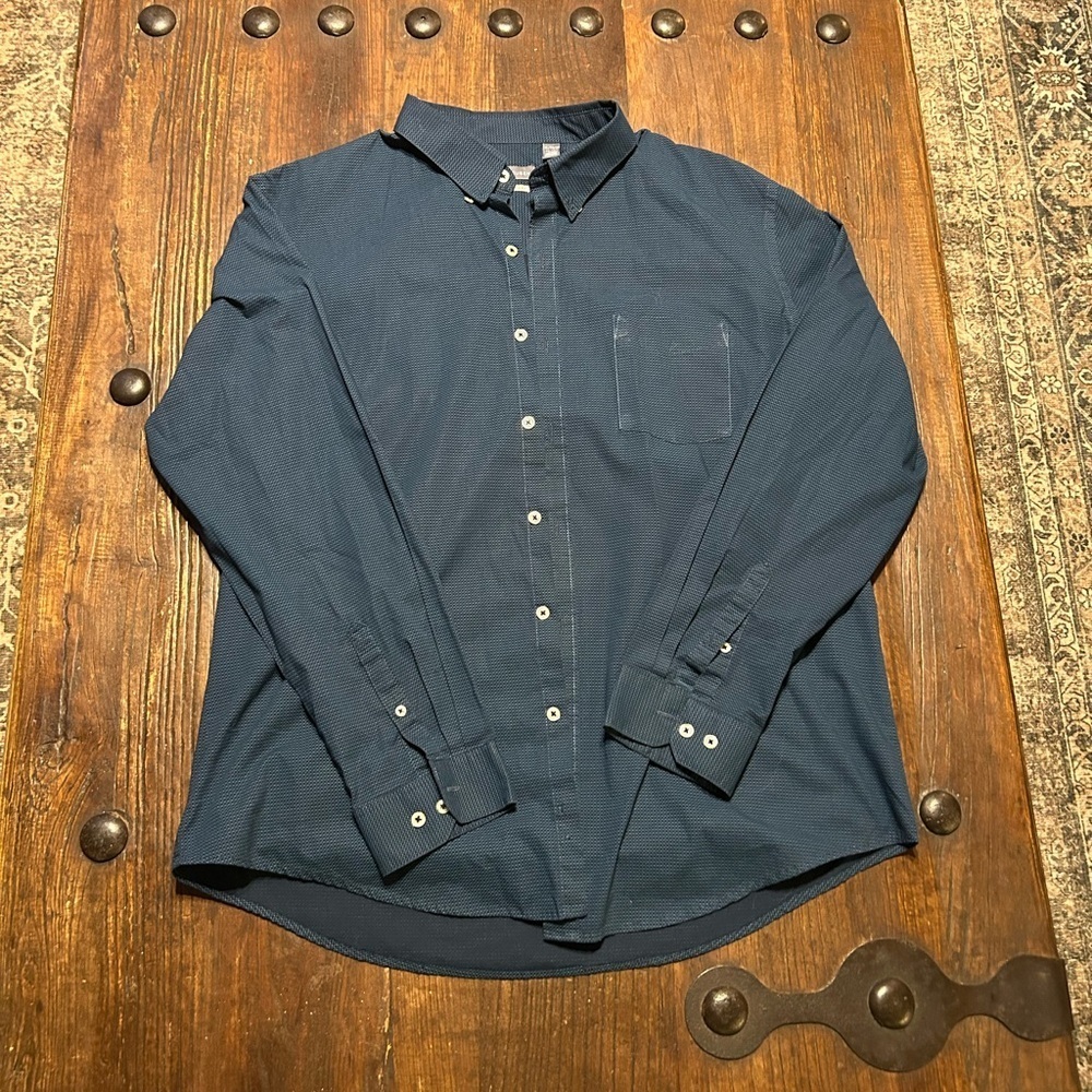 Van Heusen Dark Blue Casual Button-Down Shirt